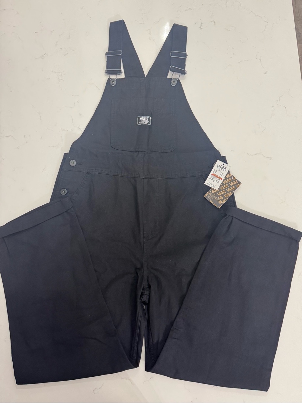 Vans Black Women's Denim Overalls with Front Bib Pocket - Picture 6 of 6